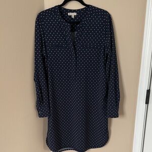 Lila Rose Dark Blue Geometric Long Sleeve Dress - Size 8